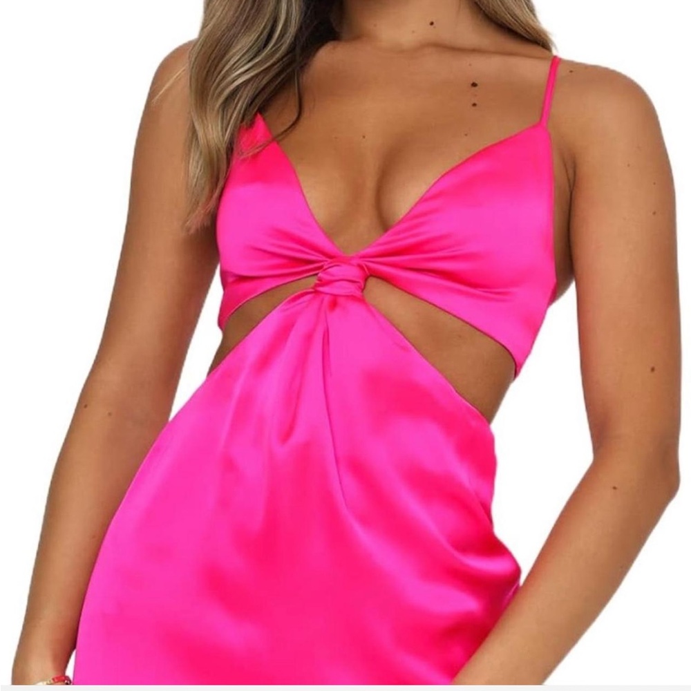 Pink Satin Mini Dress